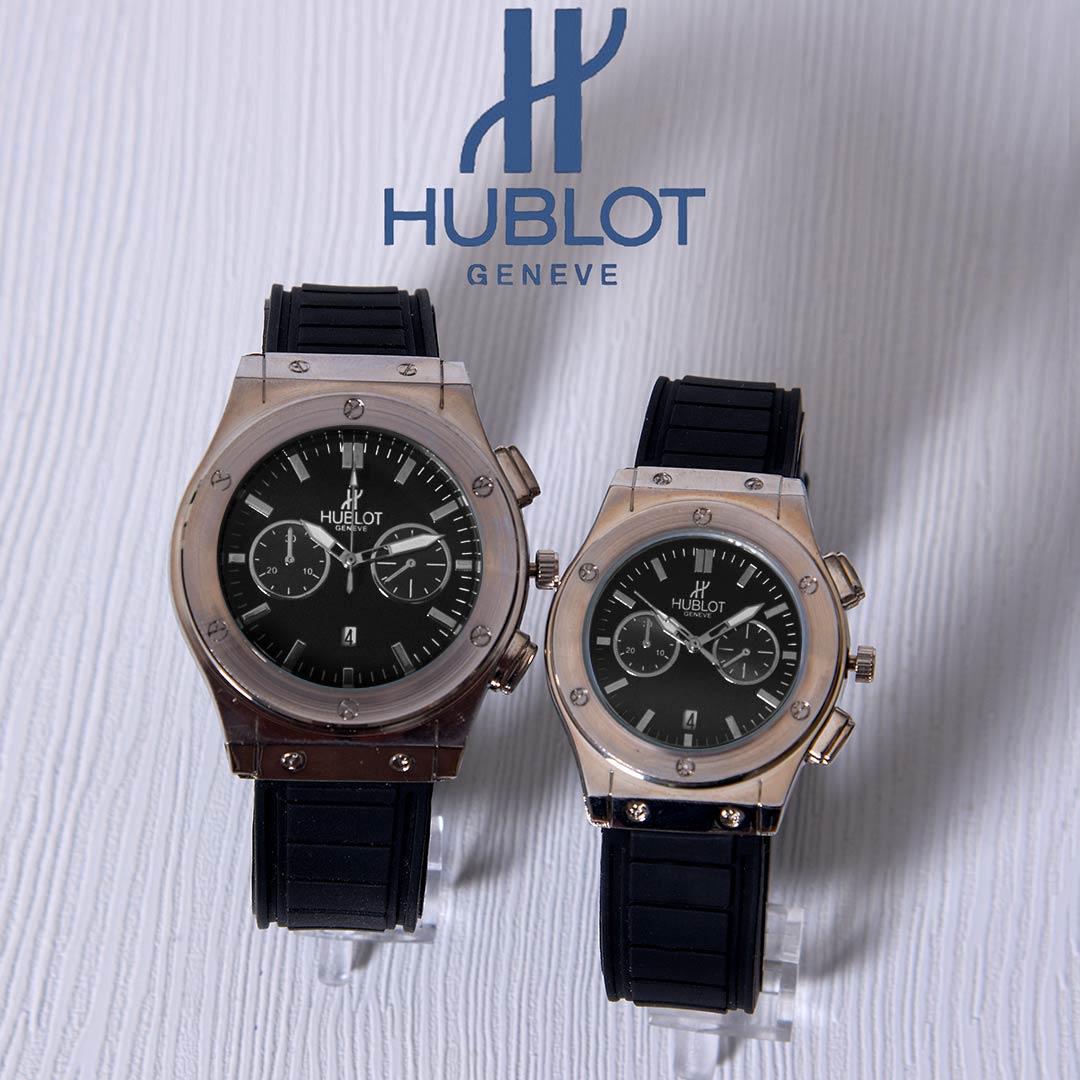 ست ساعت مچی مردانه و زنانه Hublot مدل Iso (صفحه مشکی)
